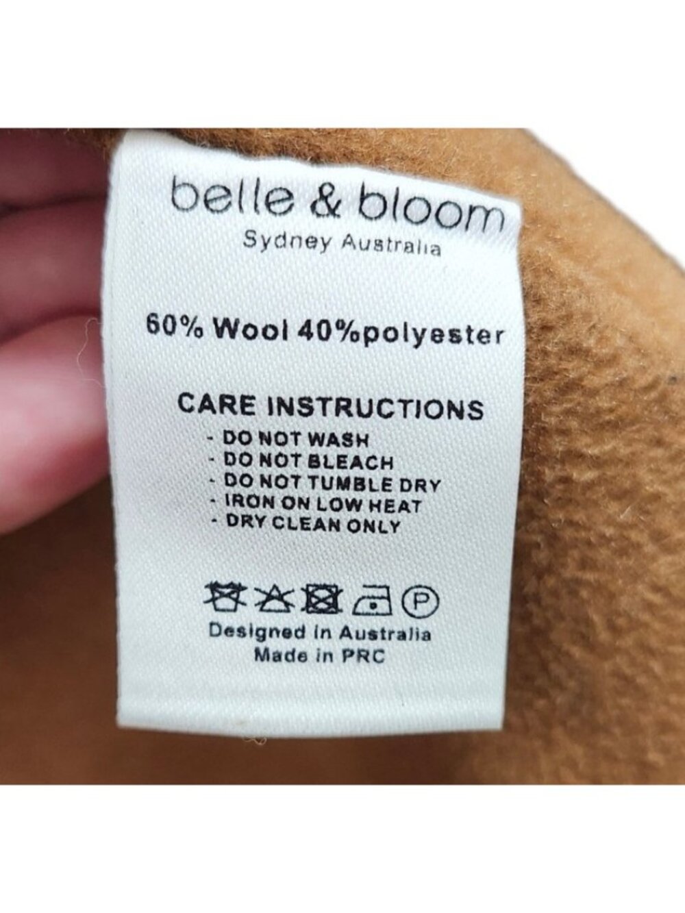 Belle & Bloom Hooded Wool Blend Coat Camel Brown Oversized Long Jacket AU Style - Picture 6 of 12